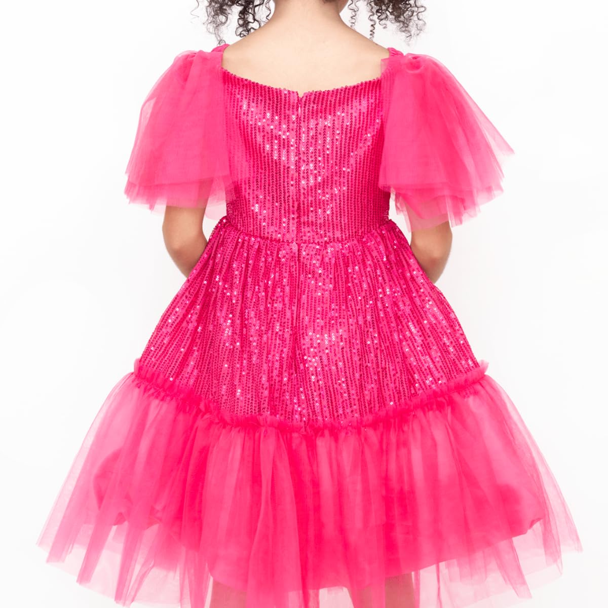 Girls Thanksgiving Dress with mesh Tutu Skirt and Puffed Fly Sleeve - G0066
