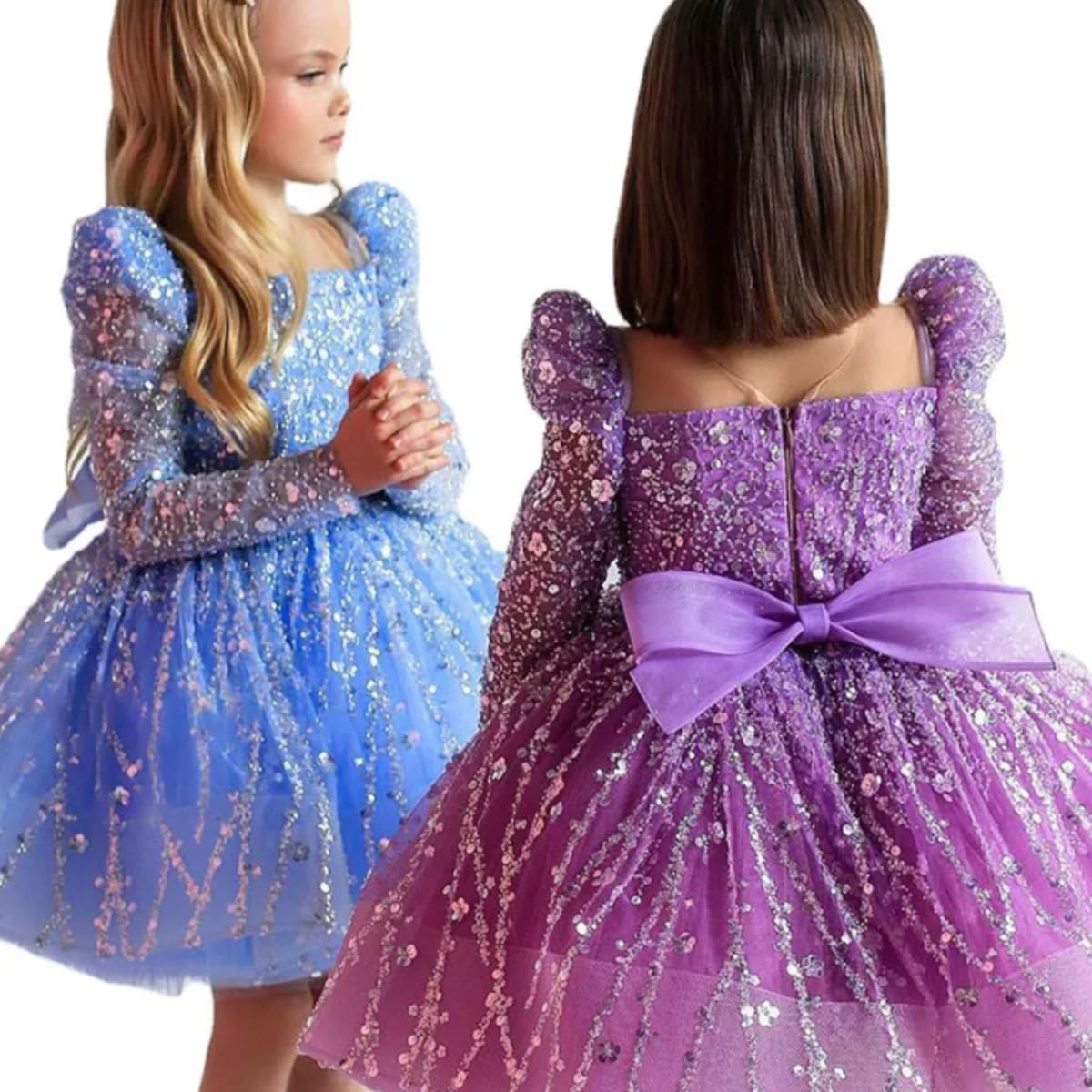 Girl's dress with sequins and puffed skirt