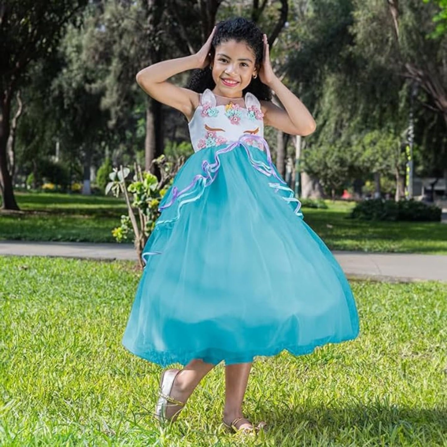 Princess and Costume Dress for Girls with Unicorn Headband - G0096