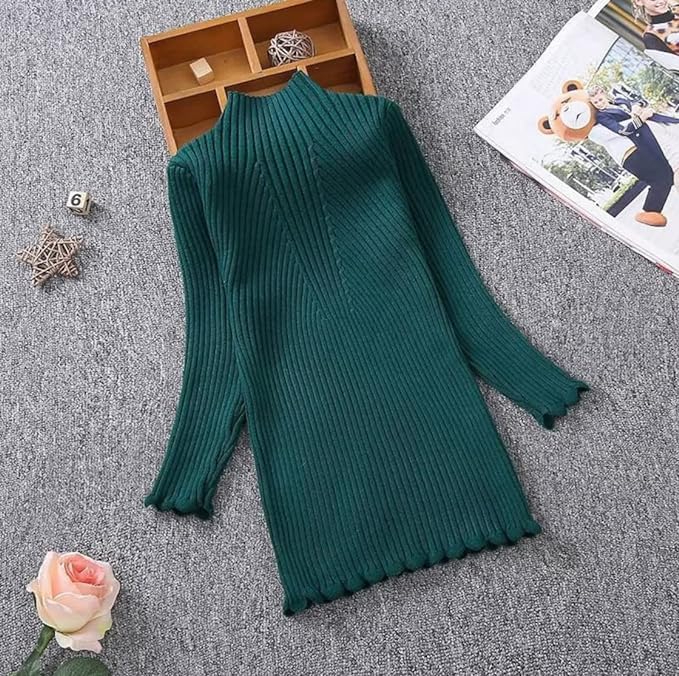 Girls' Knitted Sweater Dress with Long Sleeves - G0067
