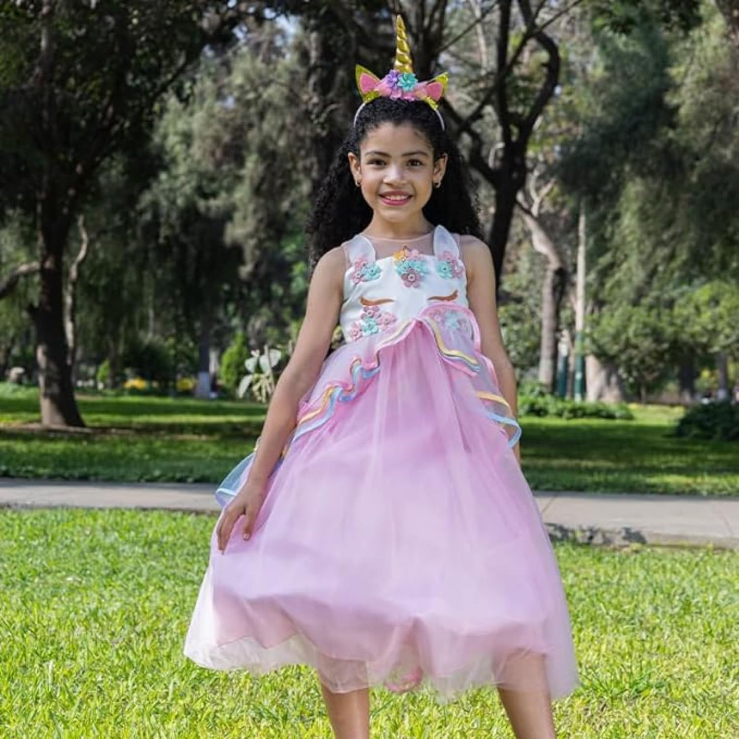 Princess and Costume Dress for Girls with Unicorn Headband - G0096