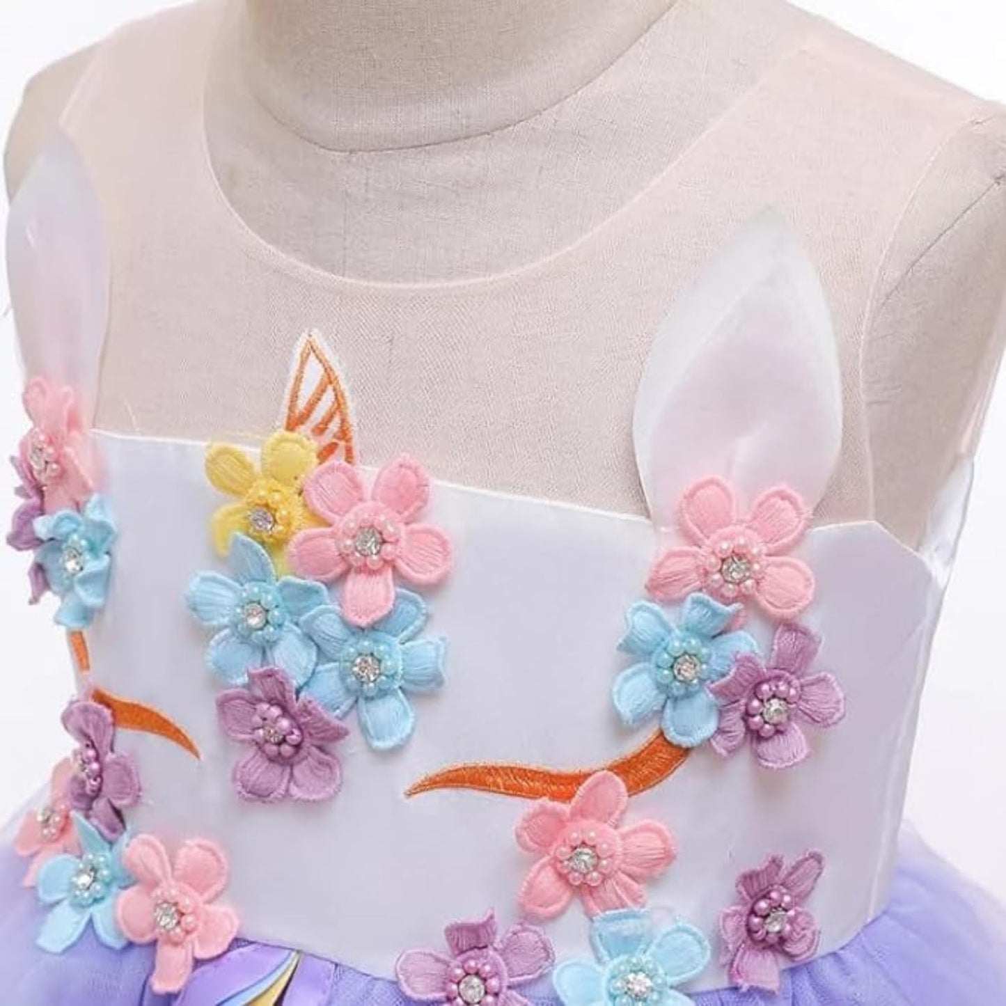 Princess and Costume Dress for Girls with Unicorn Headband - G0096