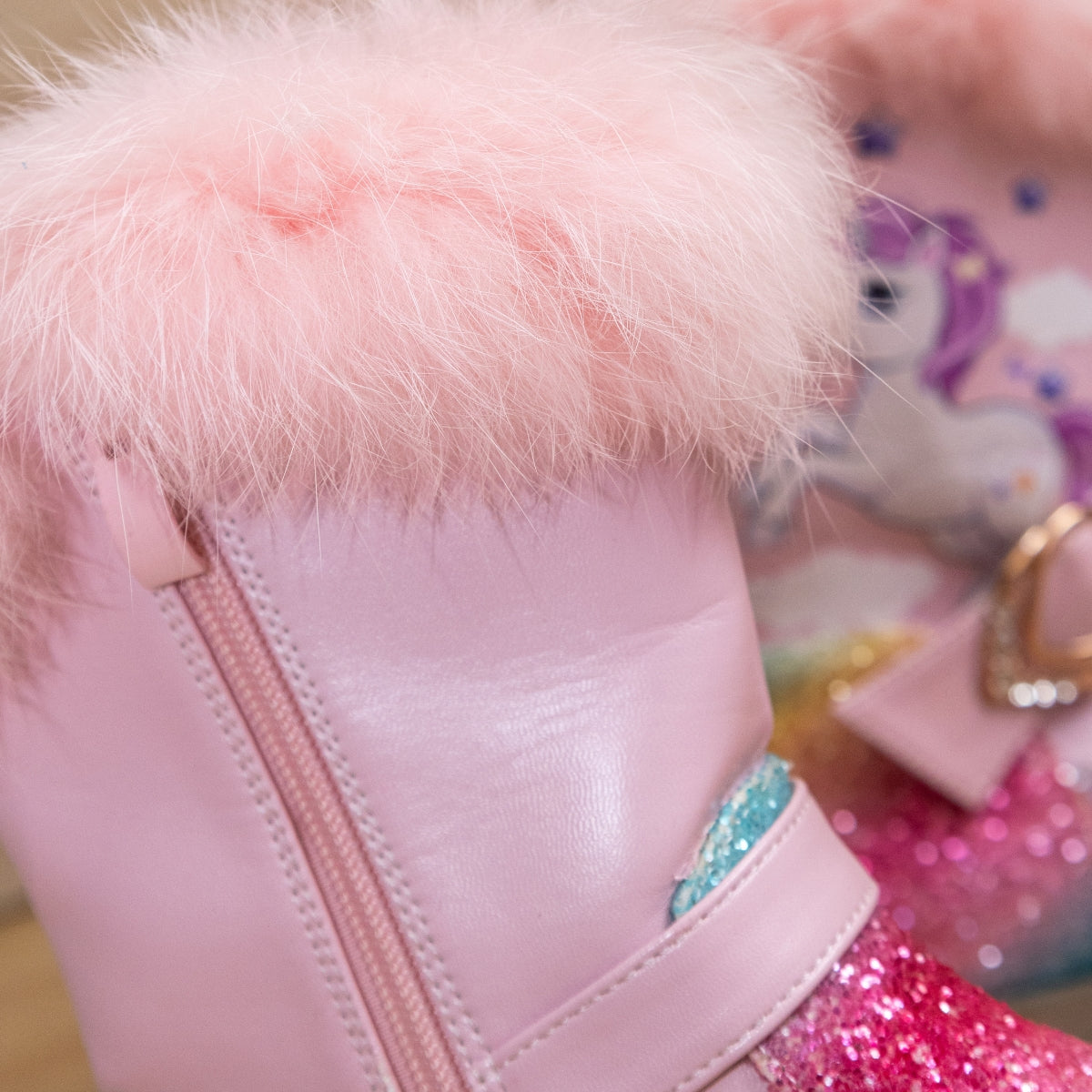Winter unicorn ankle high boots for girls