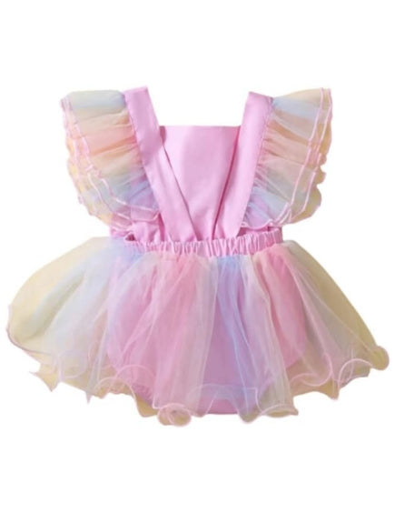 Baby Girls Romper Dress Fly Sleeve Mesh Tutu Dress - G0006