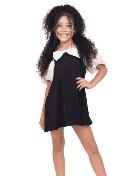 Sophisticated Summer Dress for Girls Off-The-Shoulder + Charming Bow G0119