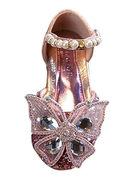 Girls Mary Jane Shoes with Rhinestones Butterfly and Sequin - S0039