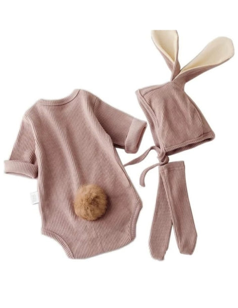 Baby Easter Bunny Set Baby romper suit + Long Ears Bunny Hat + Socks - C0001
