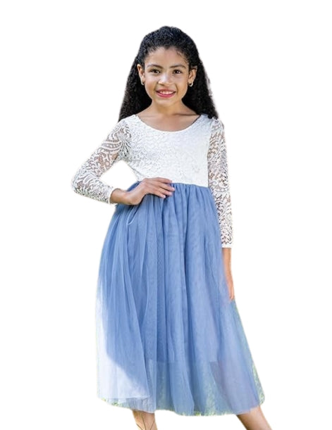 Party Flower Girl Dress with Lace Back A-Line Straight - Fall Dress G0100