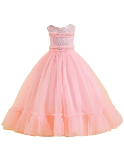 Girl Dresses Wedding Bridesmaid Chiffon Floral Maxi Princess Pageant - G0037