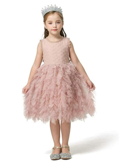 Girls Ruffle Skirt Short Sleeves Casual Summer Dress Back to School - G0060