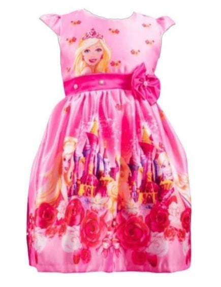 Pink Barbie Print Dress for Babies and Toddlers - G0094