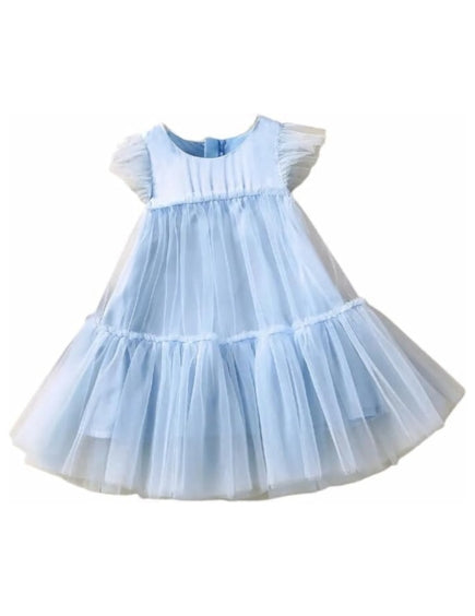 Romantic Light Blue Tulle Dress for Girls - G0106