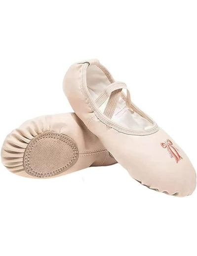 Ballet Dance Shoes for Girls Split Sole Embroidered Bow Design - S0013