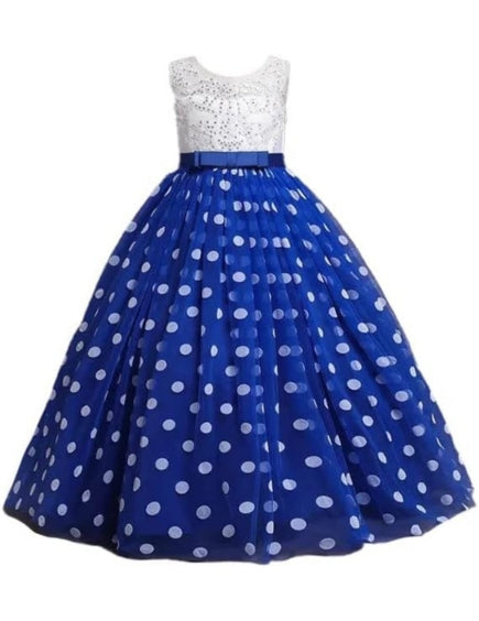 Long Tulle Dress with Polka dots and lace for Bridesmaids and Birthdays - G0090