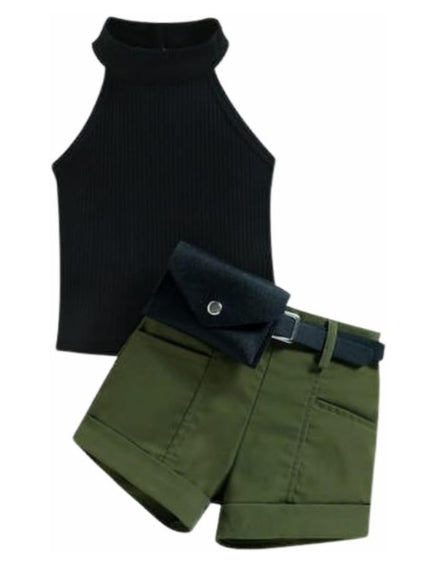 Girl Summer Clothes Halter Tops + Short 2 pieces Set