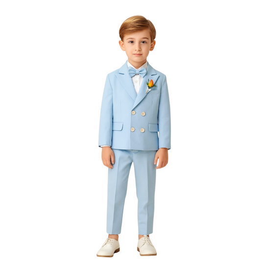 Boys' Double-Breasted Suit with Bow Tie - B0018
