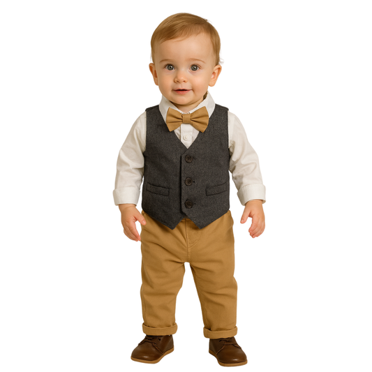 Boys Shirt + Vest + Pants & Bow Tie Set for Boys - B0014