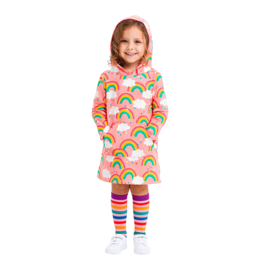 Girl's hooded sweatshirt with an animal or rainbow design - G0042