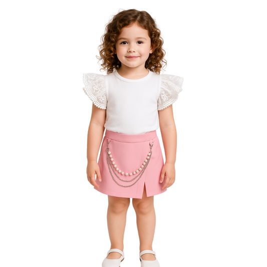 Baby and Toddler Girl Flying Sleeve Top and Skirt 2 pieces Set