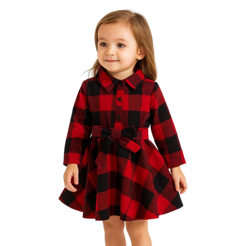 Winter Plaid Dress for Girls Special for Holidays G0137