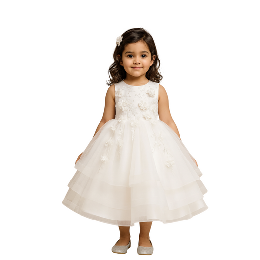 Girls' Floral Lace Tiered Dress