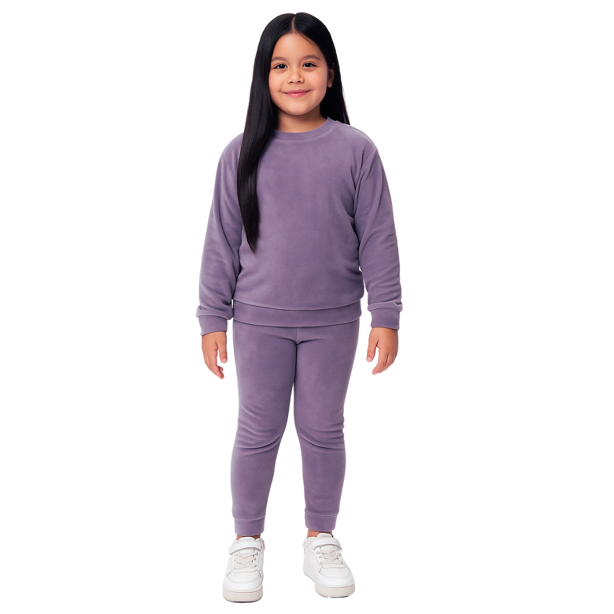 Little Girls Velour Sweatsuit 2pcs Round Neck Sweatshirt + Sweatpants Pullover Jogger Outfit Set - G0001