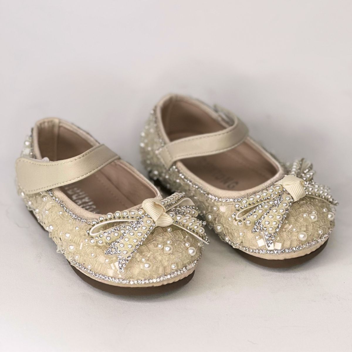 Baby Girls Mary Jane Flats New Born Dress Shoes Pearl & Crystal