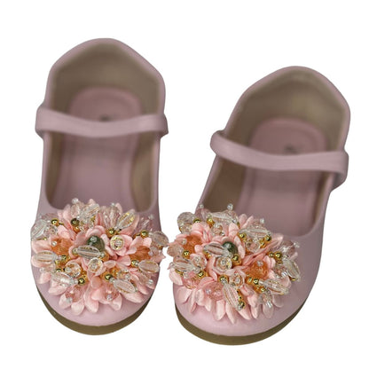 Girls Dress Shoes Mary Jane Flat with Rhinestone