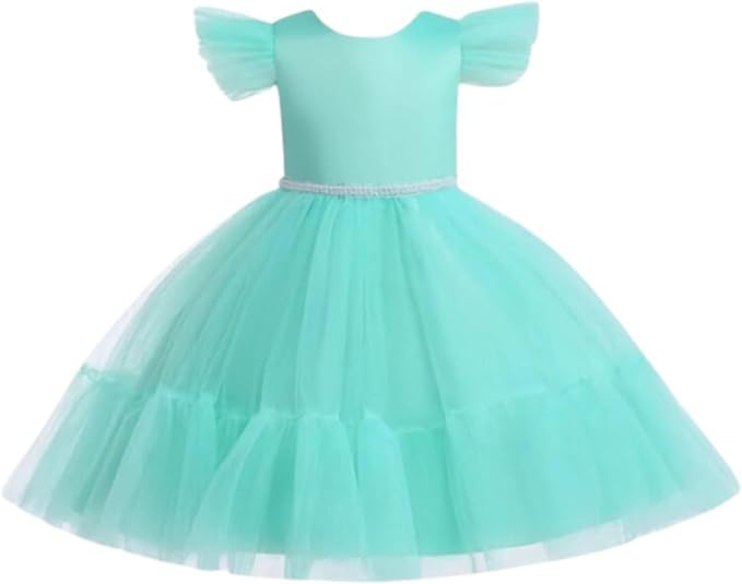 Satin and Tulle Dress for Girls with Deep-V Back - G0109