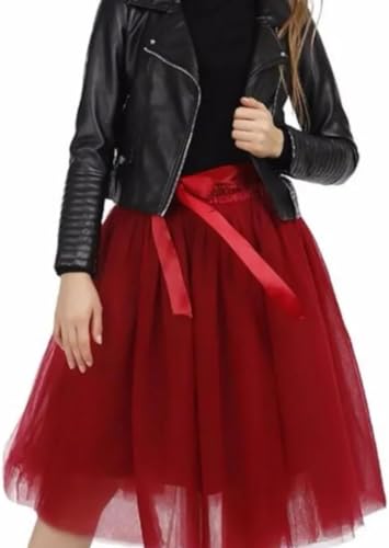 Women's Tulle Midi Skirt with Satin Bow