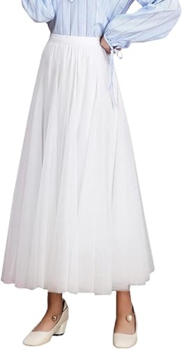 Women's Layered Tulle Skirts A-Line Mesh Midi Lenght Elegant Party