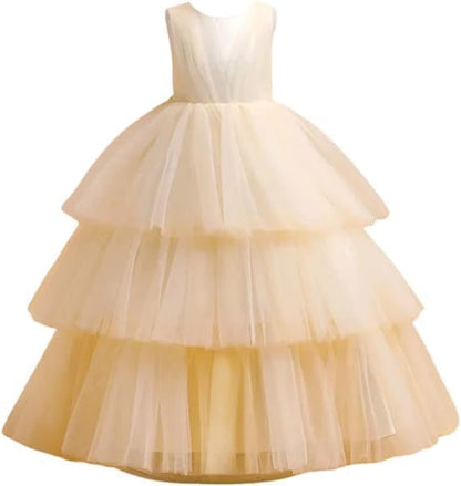 Elegant Long Tulle Dress with Layered Skirt for Special Occasions