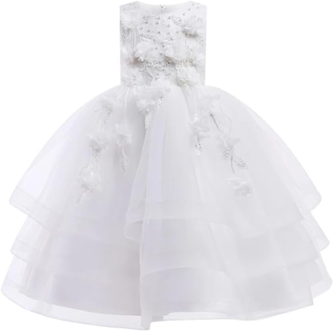 Girls' Floral Lace Tiered Dress