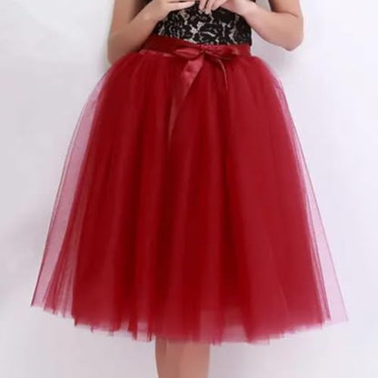 Women's Tulle Midi Skirt with Satin Bow