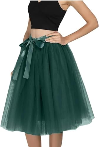 Women's Tulle Midi Skirt with Satin Bow