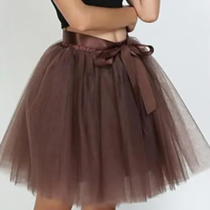 Women's Tulle Midi Skirt with Satin Bow