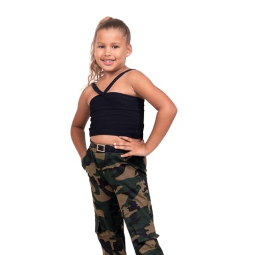 Fall clothes for girls - Sleeveless black top + Camouflage pants