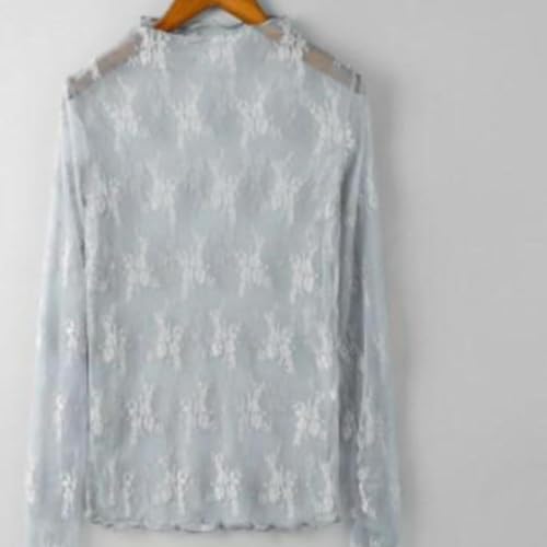 Women's Long Sleeve Turtleneck Lace Mesh Shirt Elegant Occasion