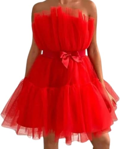 Women's Strapless Tulle Party Dress Summer Special Ocassion