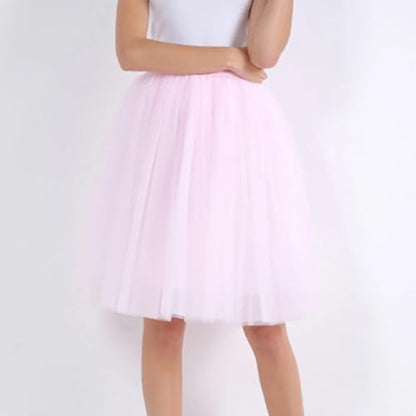 Women's Tulle Midi Skirt with Satin Bow