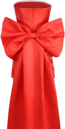 Women's Strapless Satin Mini Dress with Detachable Bow