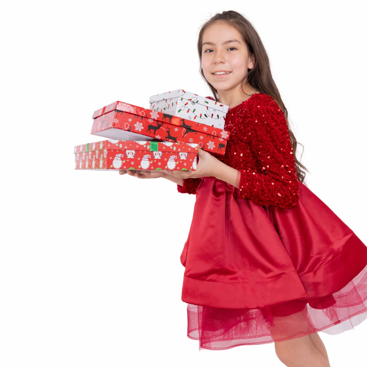 Girls Satin Dress with Long Sleeves and Sequins - G0061