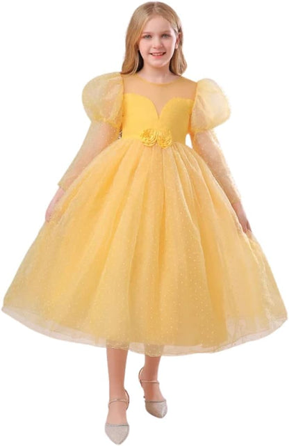 Princess Dress Long Sleeve Puffed Shoulders for Girls