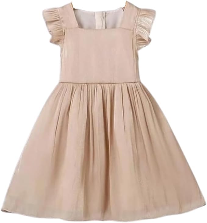 Elegant Satin Dress with red Bow at Waist and Back for Back to School