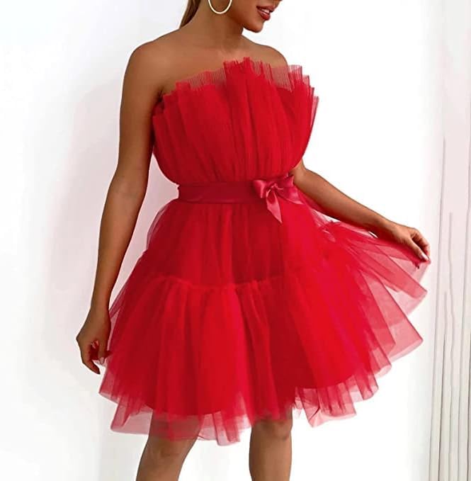 Women's Strapless Tulle Party Dress Summer Special Ocassion