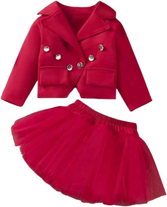 Girls' Red Blazer and Tulle Skirt Set