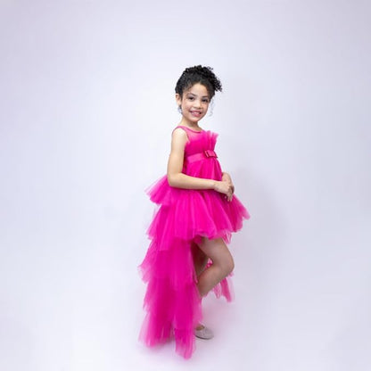 Puffy Tulle Dress with Detachable Train Girl Party Birthday