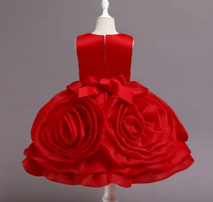 Special Occasion Dress with Rose-Shaped Skirt and Beaded Embroidery