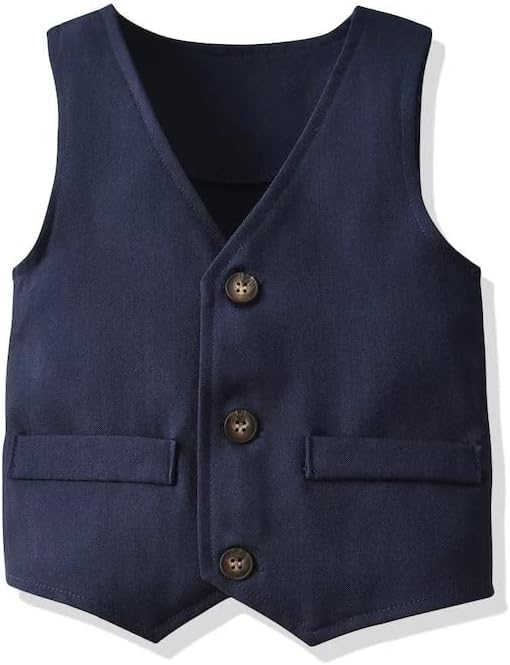 Boys Suit Casual Blue Set Vest + Pants + Light Blue Dress Shirt