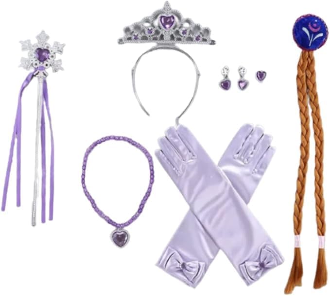 Princess Dress-Up Accessories for Girls – Complete Royal Set with Tiara, Gloves, and Wand